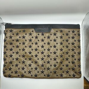 Jimmy Choo Tan Star-Embellished Large Clutch
